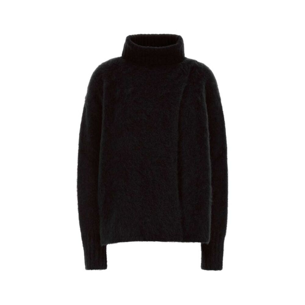Uma Wang Women Black Stretch Alpaca Blend Sweater